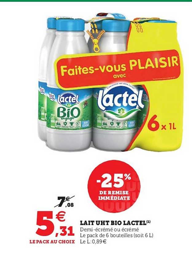 Lait Uht Bio Lactel
