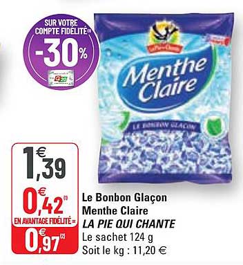 le bonbon glaçon menthe claire la pie qui chante