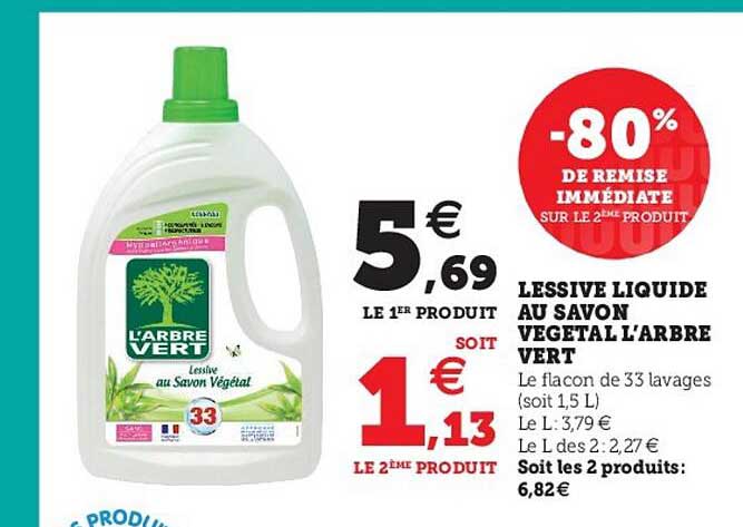 lessive liquide au savon végétal l'arbre vert