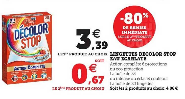 lingettes décolor stop eau écarlate