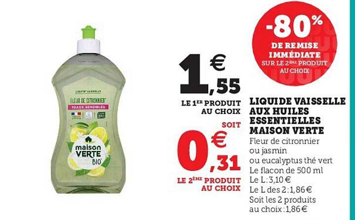 liquide de vaisselle aux huiles essentielles maison verte