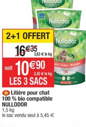 Litière Pour Chat 100% Bio Compatible Nullodor