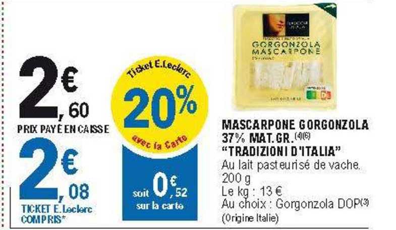 mascarpone gorgonzola 37% mat. gr. "tradizioni d'italia"