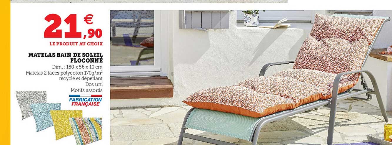 matelas bain de soleil floconné
