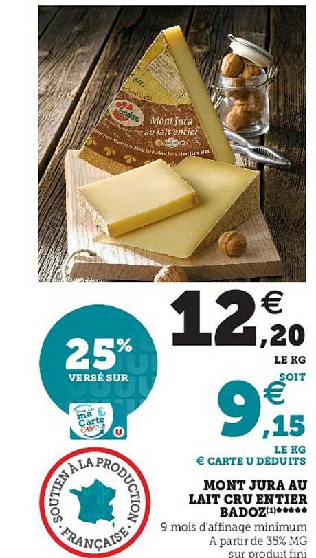 Mont Jura Au Lait Cru Entier Badoz