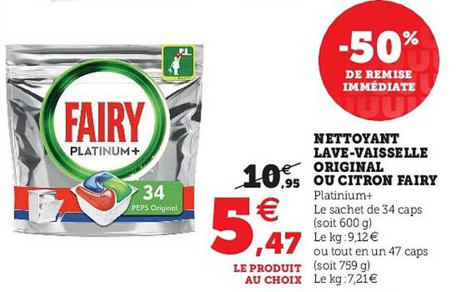 nettoyant lave-vaisselle original ou citron fairy