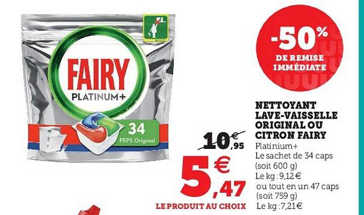 nettoyant lave-vaisselle original ou citron fairy