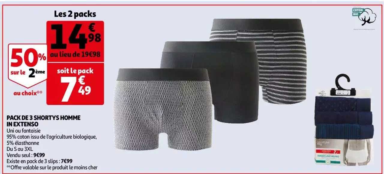 pack de 3 shortys homme in extenso