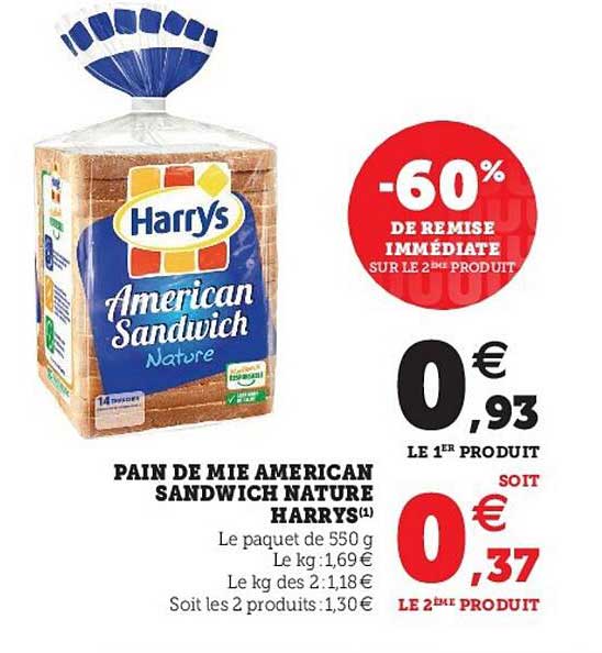 pain de mie american sandwich nature harrys