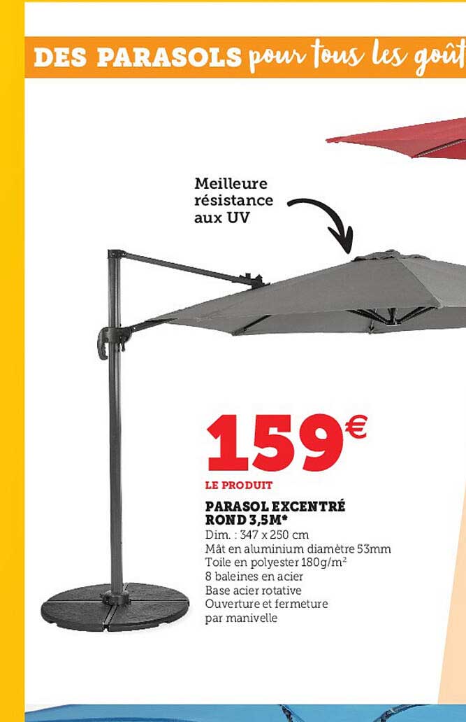 parasol excentré rond 3,5 m