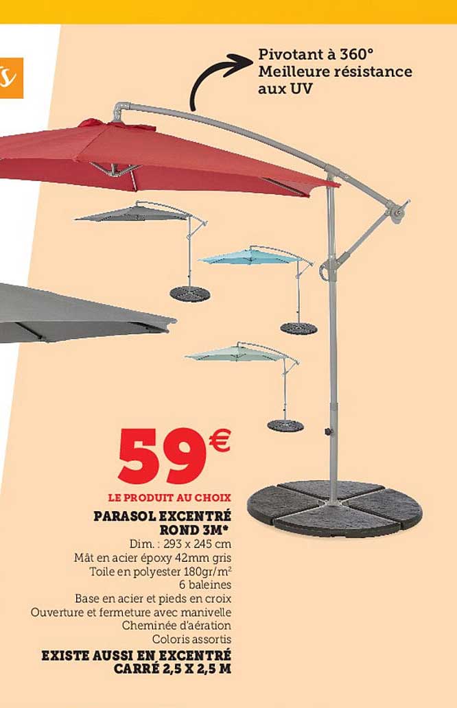 parasol excentré rond 3m