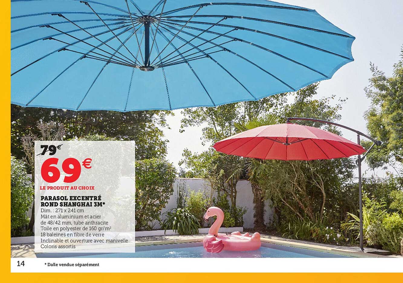 parasol excentré rond shanghai 3m