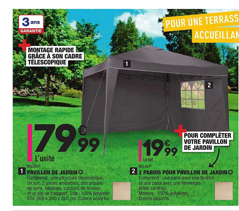 pavillon de jardin belavi, 2 parois pour pavillon de jardin belavi