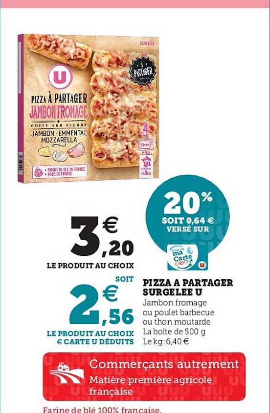 pizza à partager surgelée u