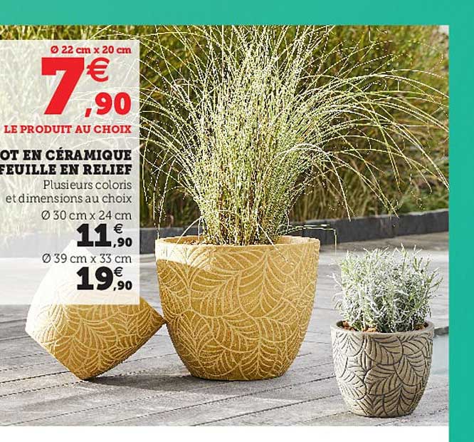 Pot En Céramique Feuille En Relief