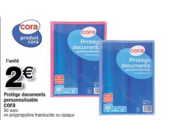 Protège Documents Personnalisable Cora