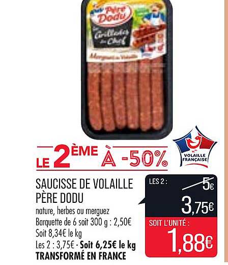 saucisse de volaille père dodu