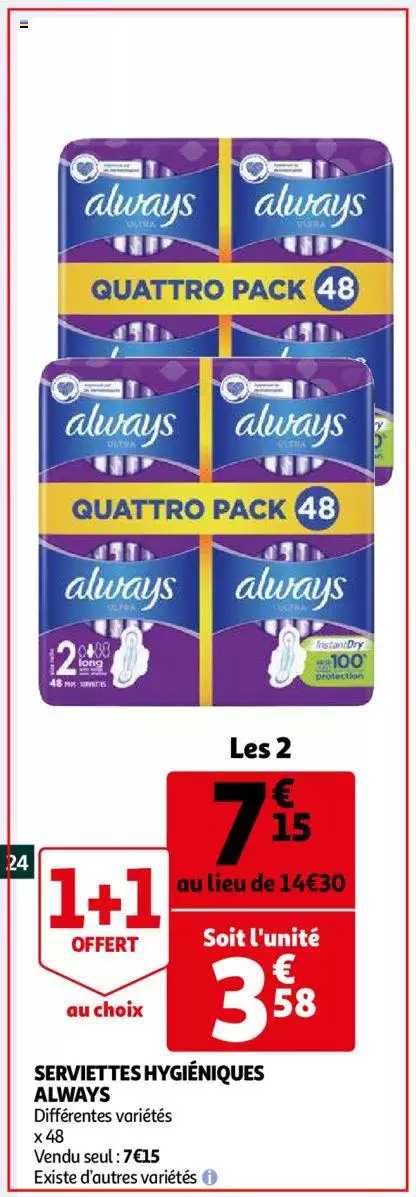 serviettes hygiéniques always