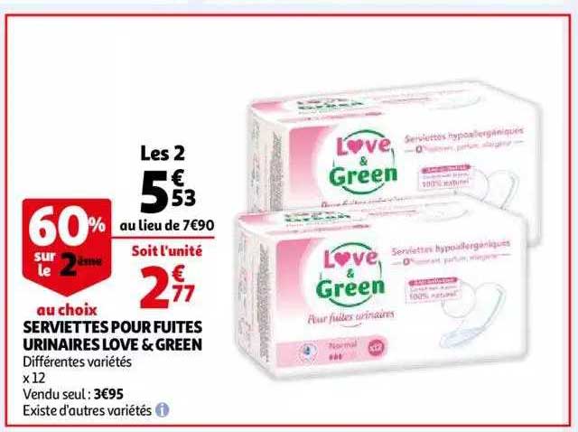 serviettes pour fuites urinaires love & green