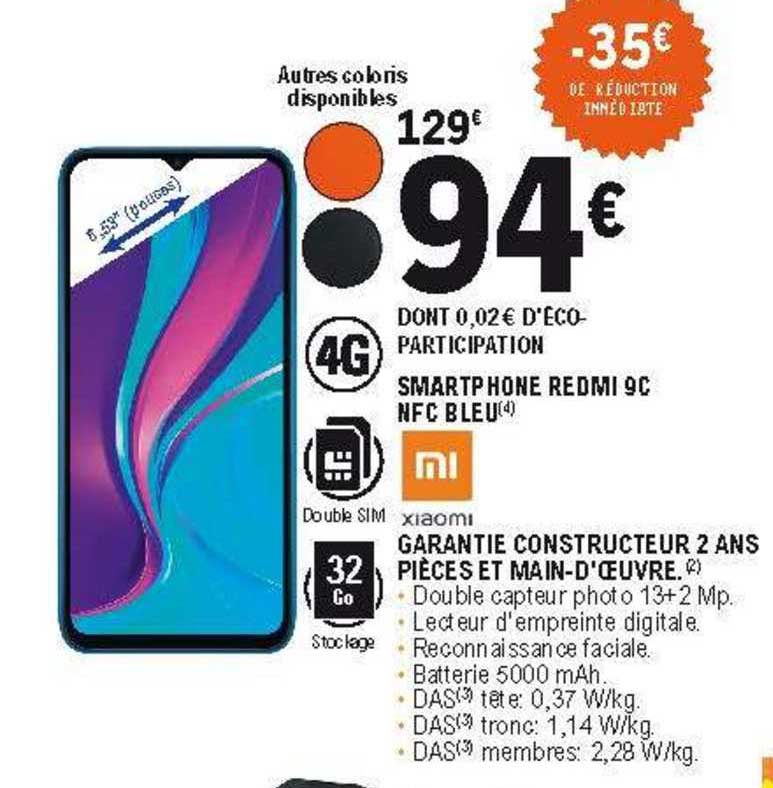 Smartphone Redmi 9c Nfc Bleu Xiaomi