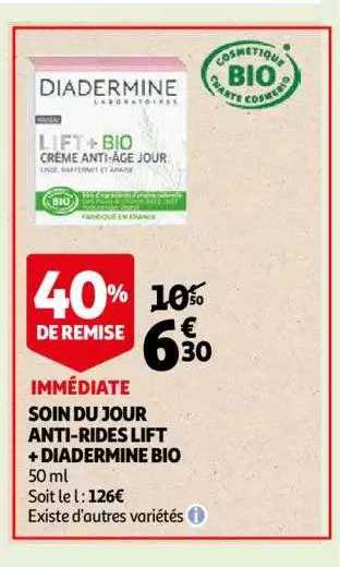soin du jour anti-rides lift + diadermine bio