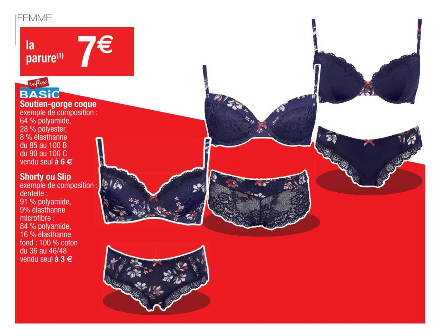 soutien-gorge coque, shorty ou slip influx basic