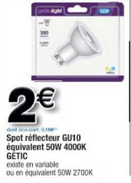 spot réflecteur gu10 équivalent 50w 4000k gétic