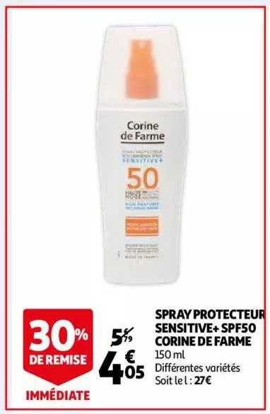 spray protecteur sensitive+spf50 corine de farme