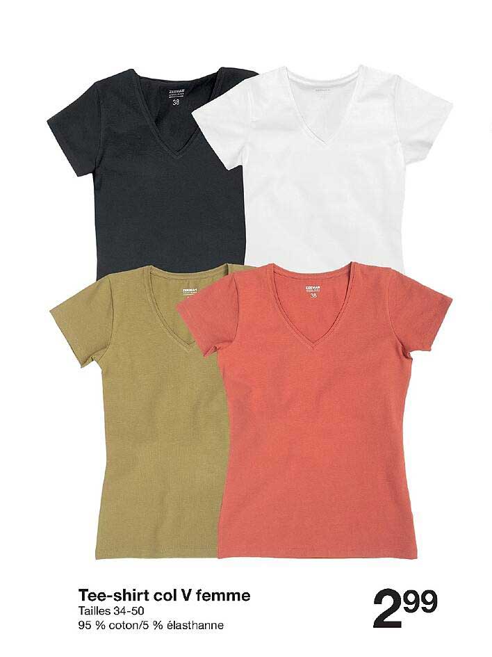 tee-shirt col v femme