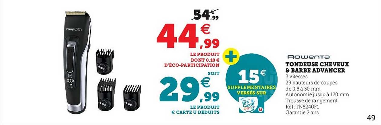 tondeuse cheveux & barbe advancer rowenta