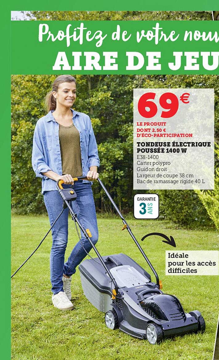 tondeuse électrique poussée 1400 w