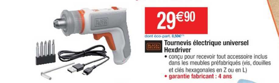 Tournevis électrique Universel Hexdriver Black+decker