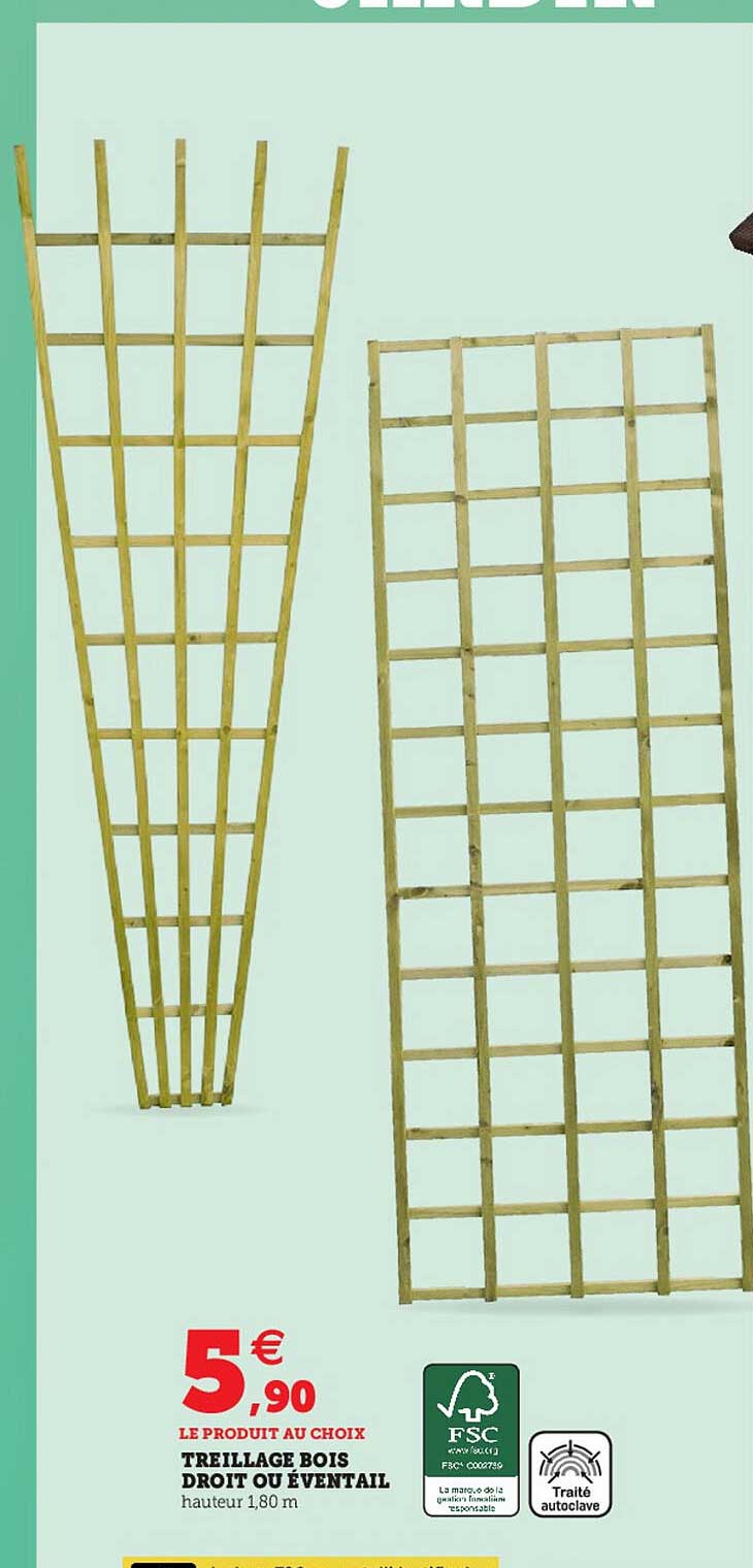 treillage bois droit ou éventail