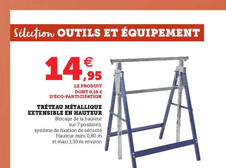tréteau métallique extensible en hauteur