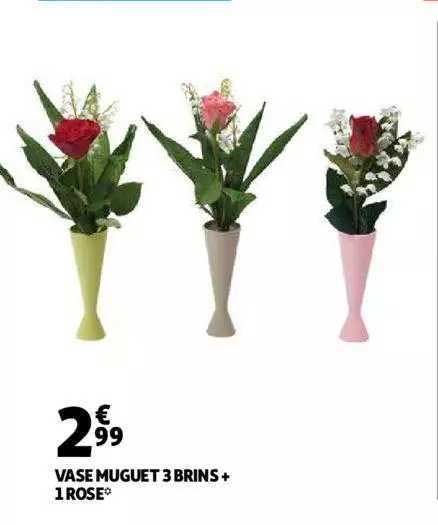 vase muguet 3 brins + 1 rose