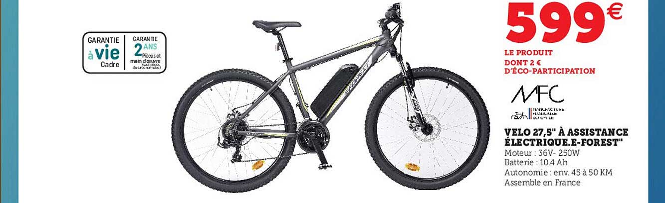 vélo 27,5" à assistance électrique e-forest