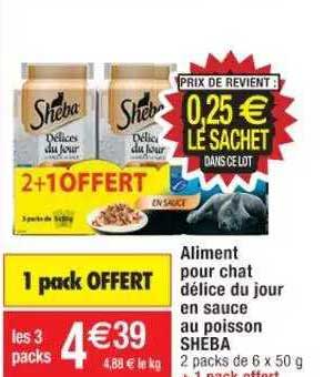 aliment pour chat délice du jour en sauce au poisson sheba