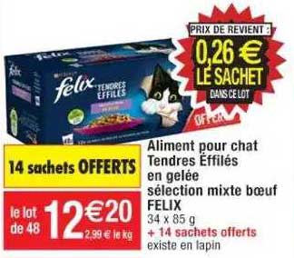 aliment pour chat tendres effilés en gelée sélection mixte bœuf felix