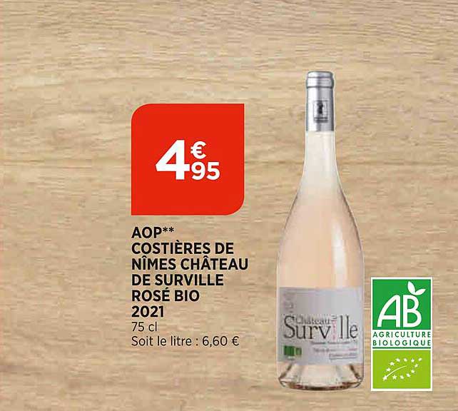 aop costières de nîmes château de surville rosé bio 2021