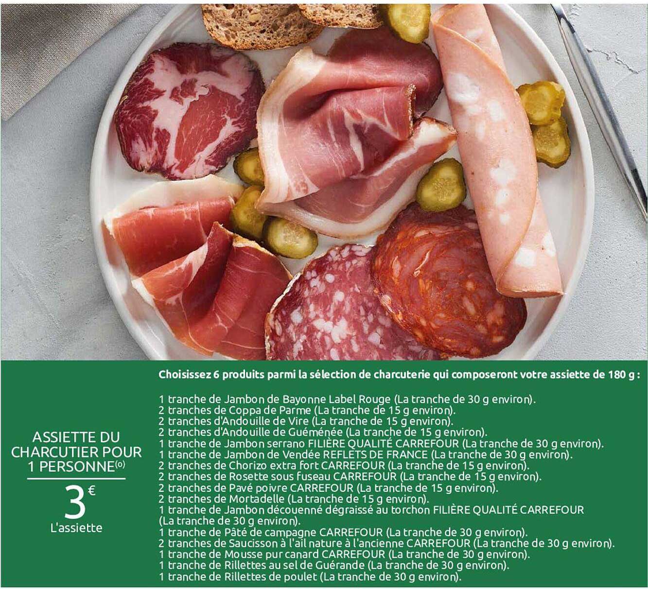 assiette du charcutier pour 1 personne