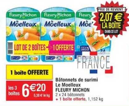 bâtonnets de surimi le moelleux fleury michon