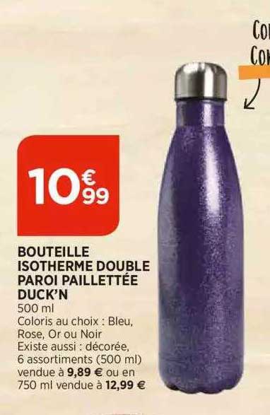 bouteille isotherme double paroi paillettée duck'n