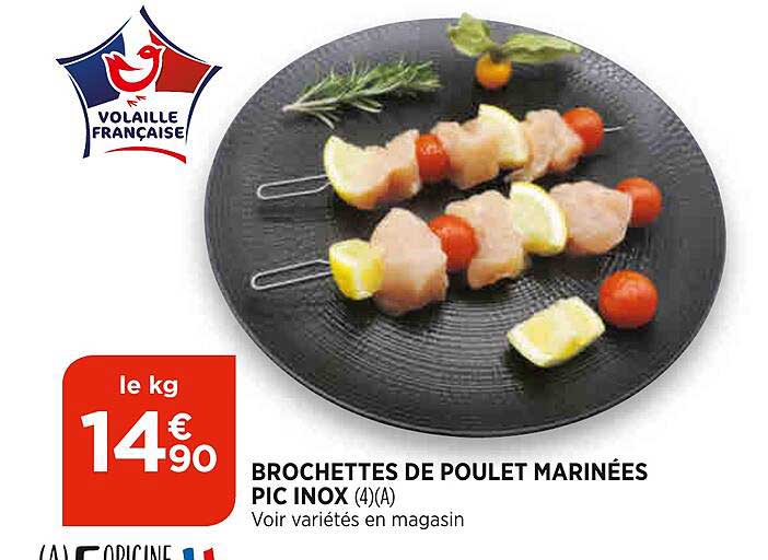 brochettes de poulet marinées pic inox