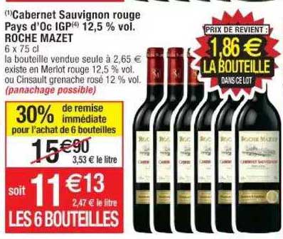 cabernet sauvignon rouge pays d'oc igp 12,5% vol. roche mazet