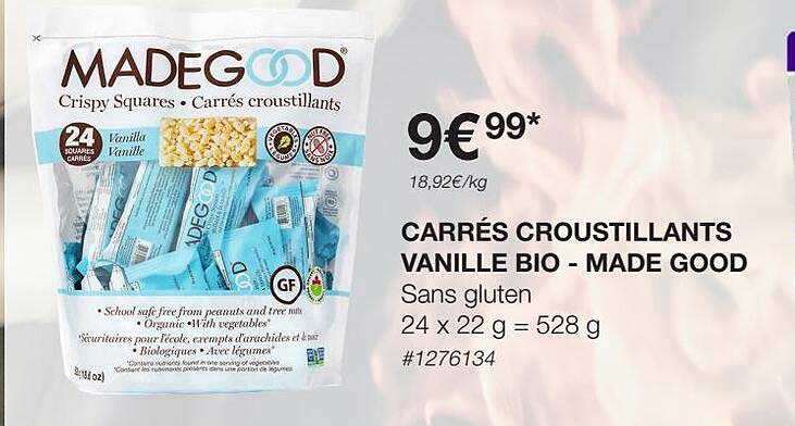carrés croustillants vanille bio - made good