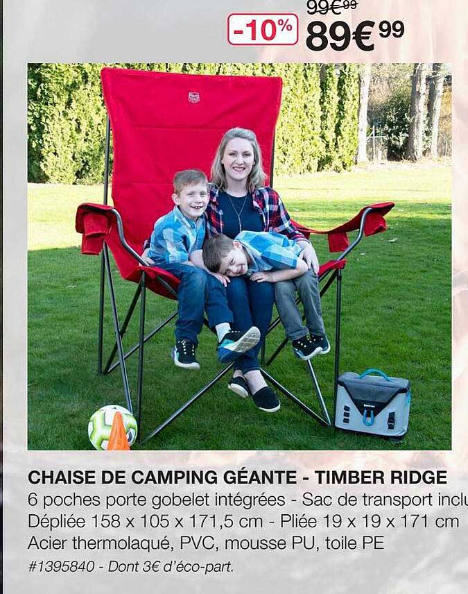 chaise de camping géante - timber ridge