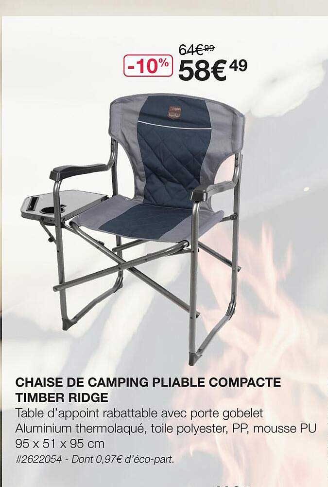 chaise de camping pliable compacte timber ridge