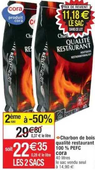 charbon de bois qualité restaurant 100% pefc cora