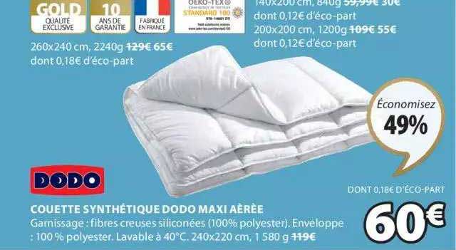 Couette Synthétique Dodo Maxi Aérée
