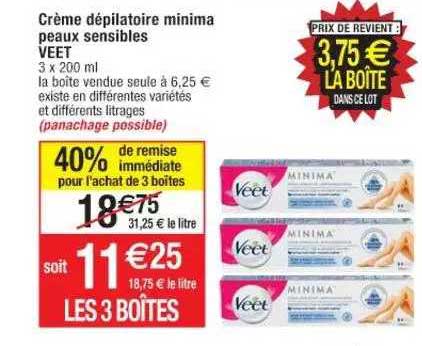 crème dépilatoire minima peaux sensibles veet